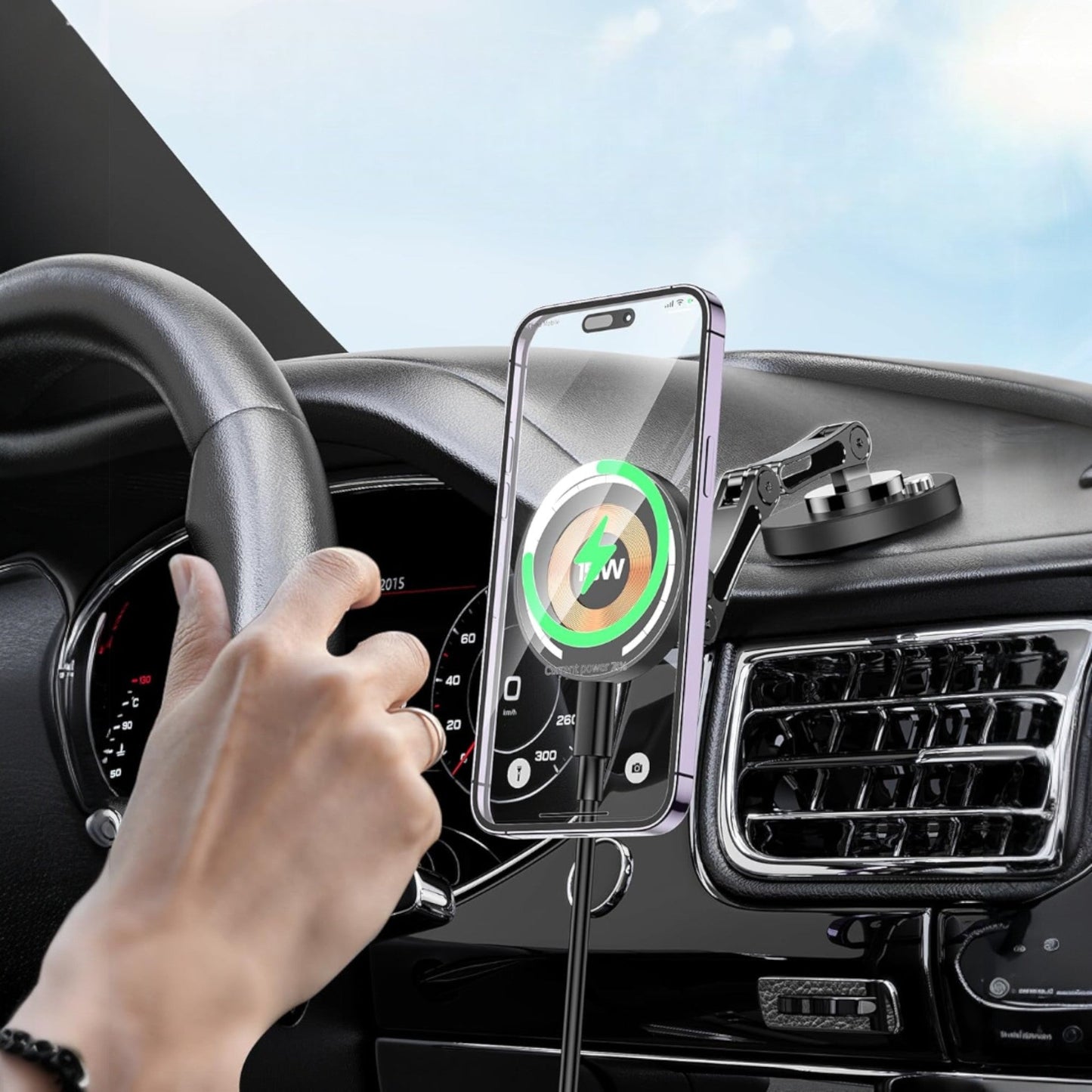 Support Téléphone Magnétique Voiture - MagSafePhoneStand™ - Avec Chargeur - Rafiki Auto