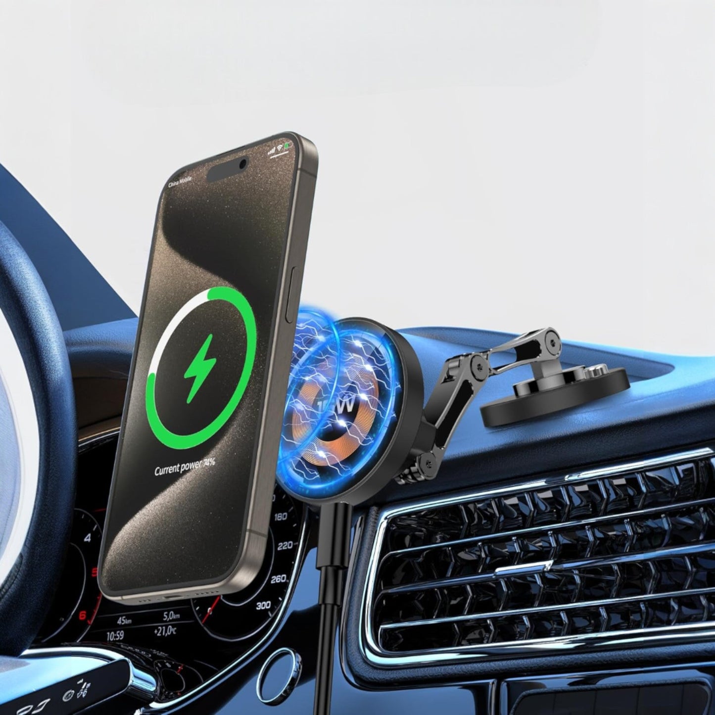 Support Téléphone Magnétique Voiture - MagSafePhoneStand™ - Avec Chargeur - Rafiki Auto