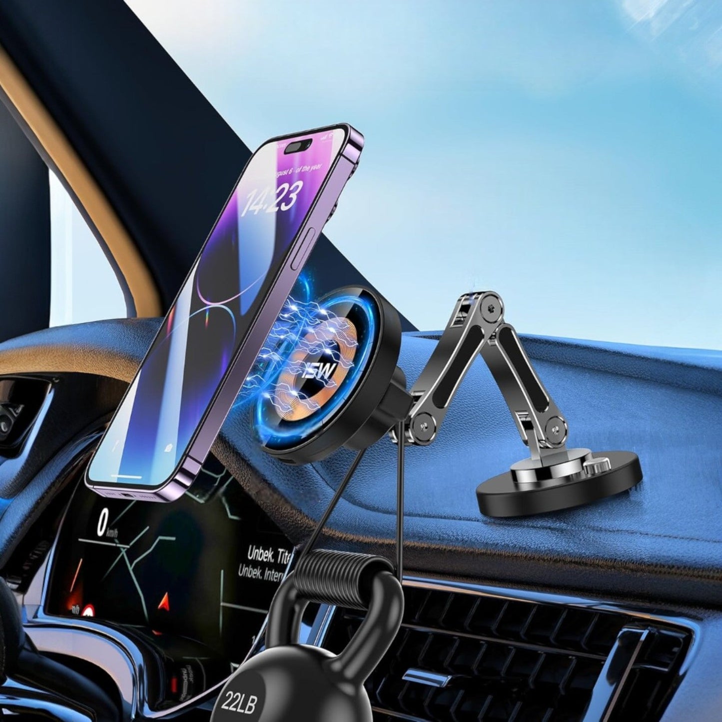 Support Téléphone Magnétique Voiture - MagSafePhoneStand™ - Avec Chargeur - Rafiki Auto