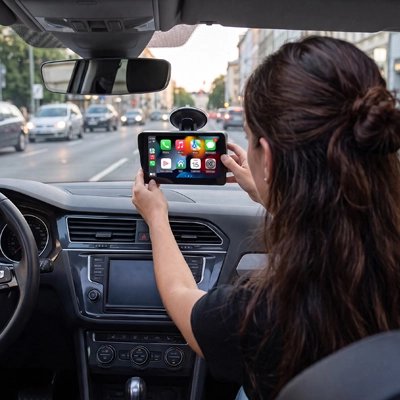 Ecran carplay installé dans la voiture